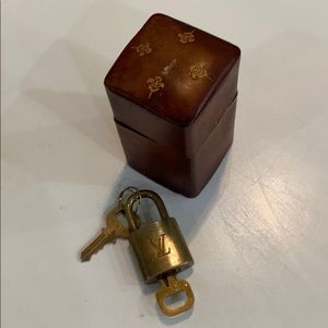,AUTHENTIC LOUIS VUITTON BRASS LOCK & PAIR OF KEYS